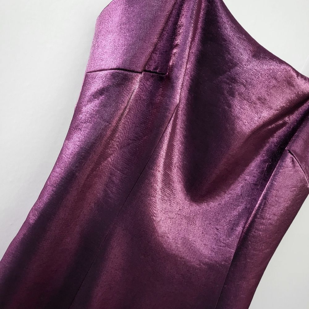 MILLY Mini Glazed Poly Slip Mini Dress Amethyst Purple Satin Size 6/Size 2 - Picture 7 of 11